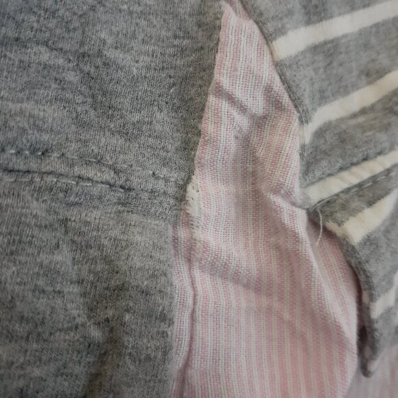 Anthropologie Little Yellow Button Women's Size M Gray Stripe Mixed Media Shirt - Picture 14 of 14